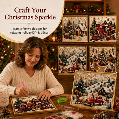 🎄🎅 Premium 3D Pearl Christmas Wall Art Kit | Luxury Flocked Canvas with Scratch-Resistant Non-Fading Pearl Beads DIY Holiday Decor ⛄️❄️