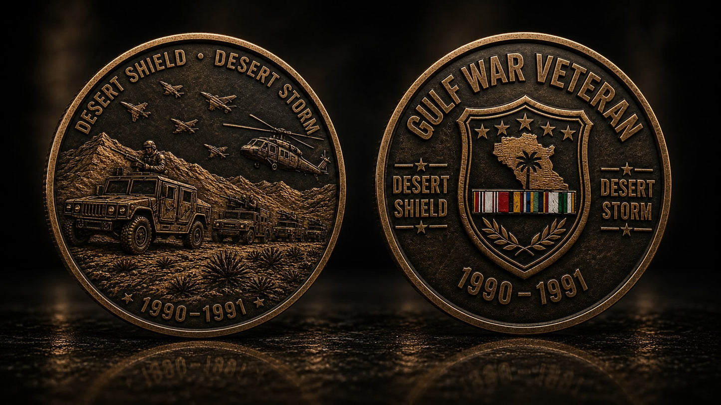 🏆Last Day Promo: 49% OFF! 🎖️Gulf War Veteran Challenge Coin – Desert Shield & Desert Storm 1990–1991 Military Collectible