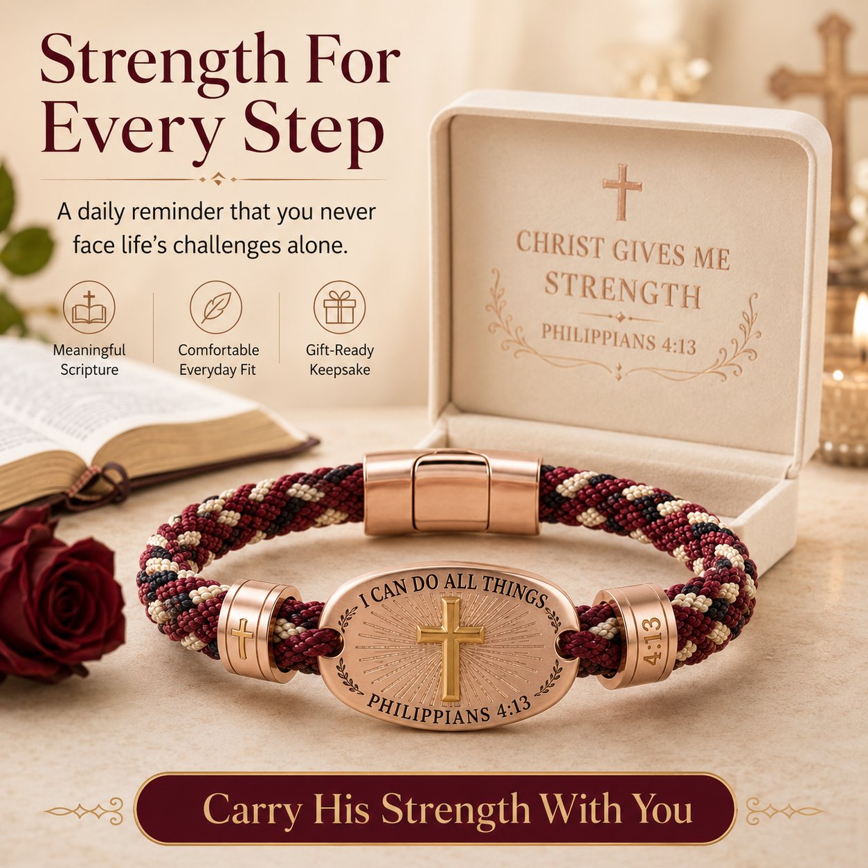 🔥 LAST DAY 49% OFF – ✝️ Christian Scripture Faith Bracelet Collection 💗✨