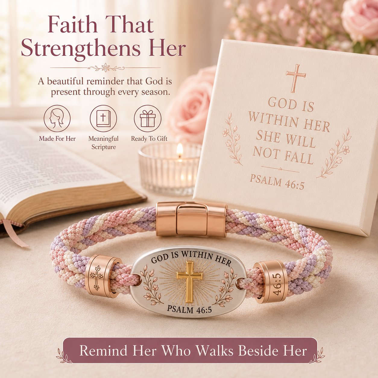 🔥 LAST DAY 49% OFF – ✝️ Christian Scripture Faith Bracelet Collection 💗✨