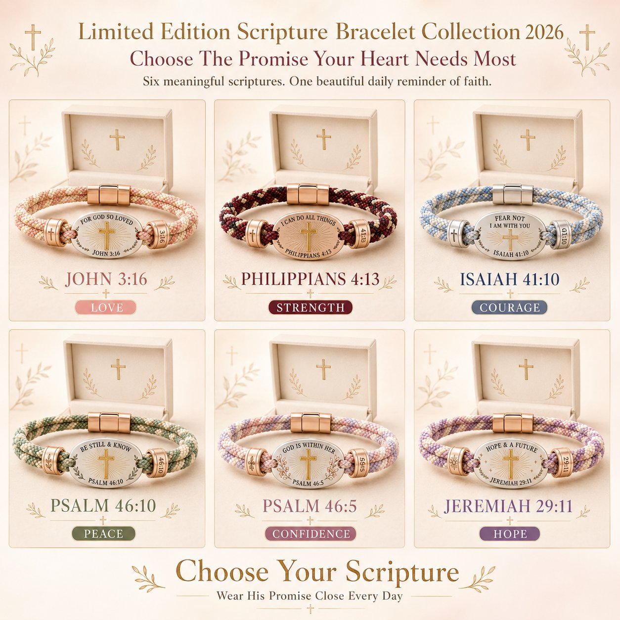 🔥 LAST DAY 49% OFF – ✝️ Christian Scripture Faith Bracelet Collection 💗✨