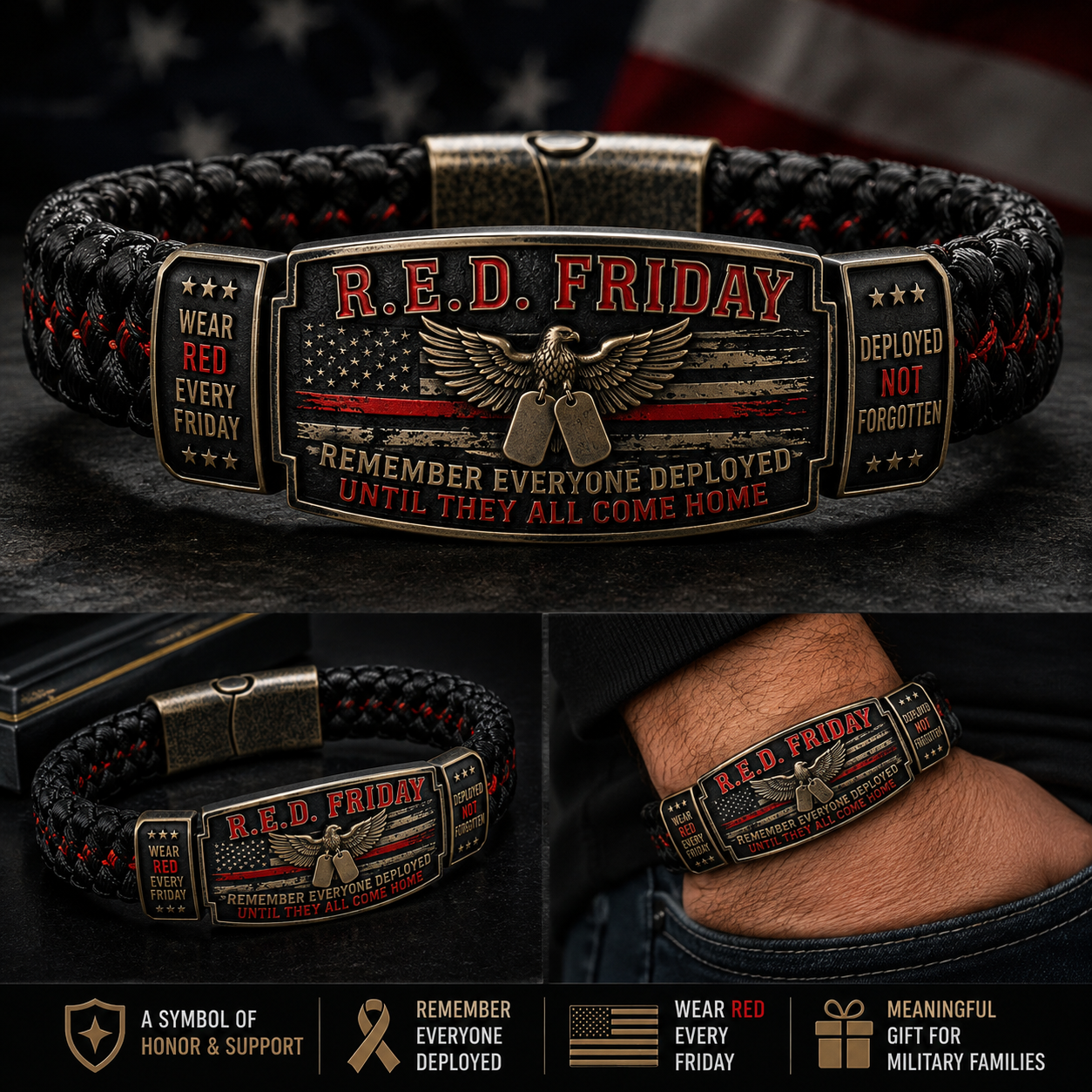 🇺🇸 R.E.D. Friday Honor Bracelet — Remember Everyone Deployed