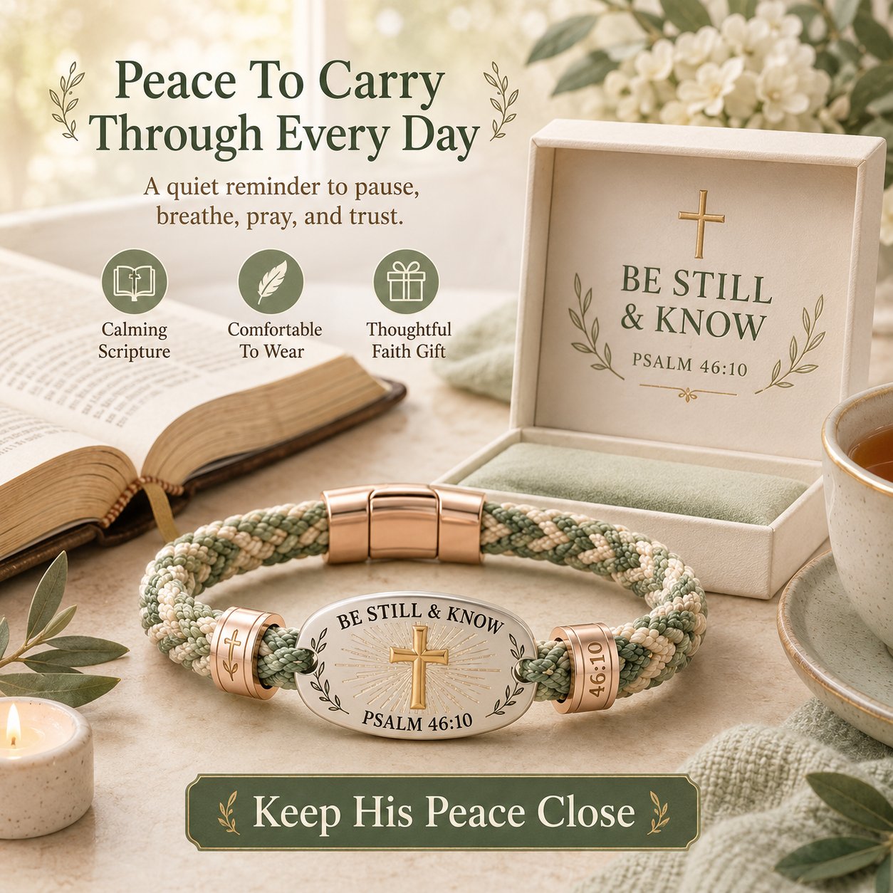 🔥 LAST DAY 49% OFF – ✝️ Christian Scripture Faith Bracelet Collection 💗✨