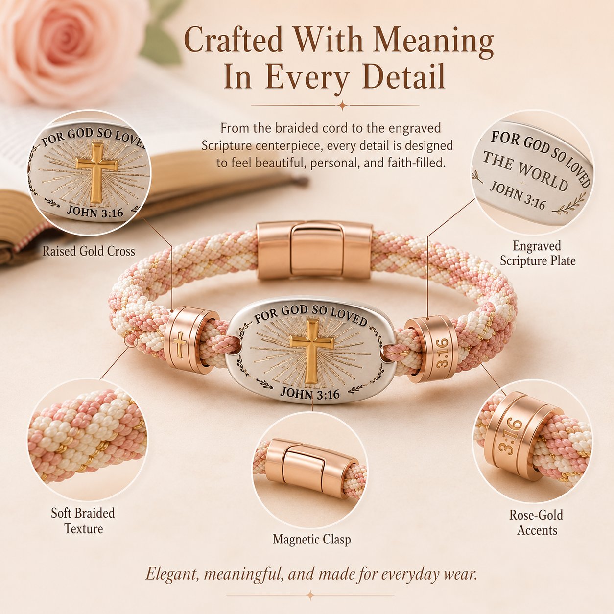 🔥 LAST DAY 49% OFF – ✝️ Christian Scripture Faith Bracelet Collection 💗✨
