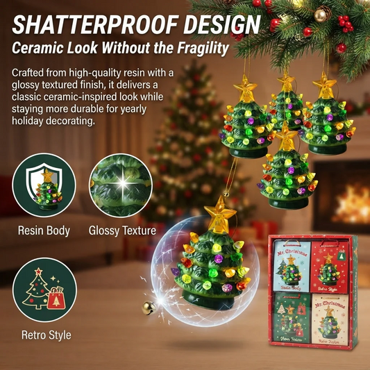 Christmas Set of 4 Mini Nostalgic Tree Ornaments with Gift Bags
